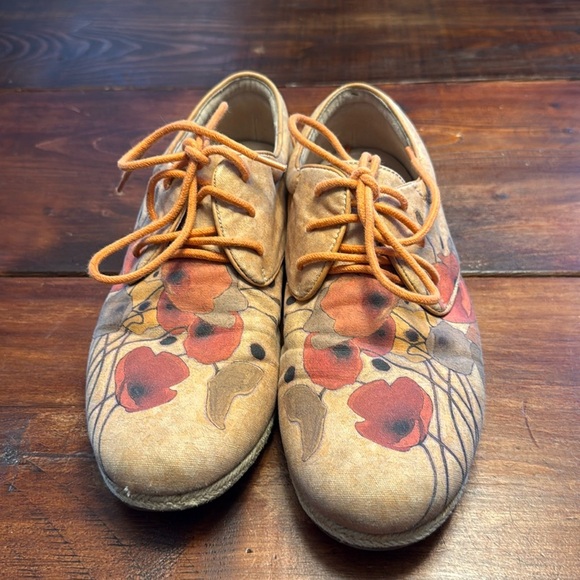 Icon Pumpkin Poppies Canvas Espadrille Sneakers Size 8.5 - Picture 1 of 8